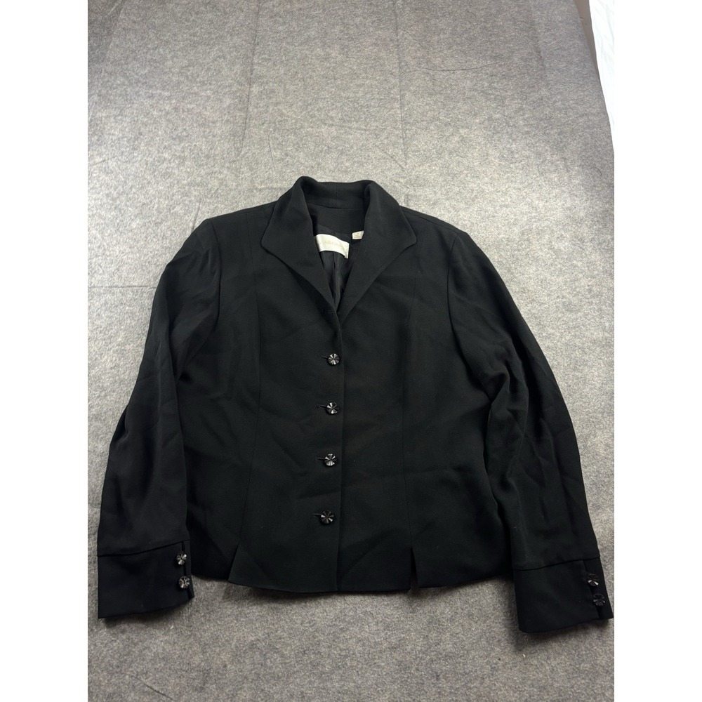 Dana Buchman Black Lined Blazer Women 16 Old Money Capsule Minimalist Preppy VTG